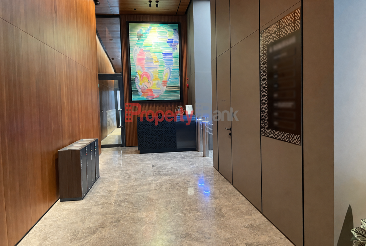 Modern office lobby at Singapore CBD