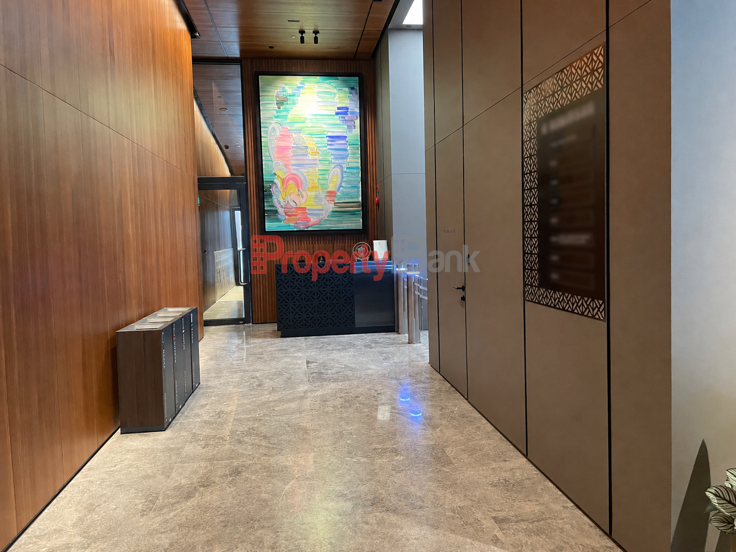 Modern office lobby at Singapore CBD