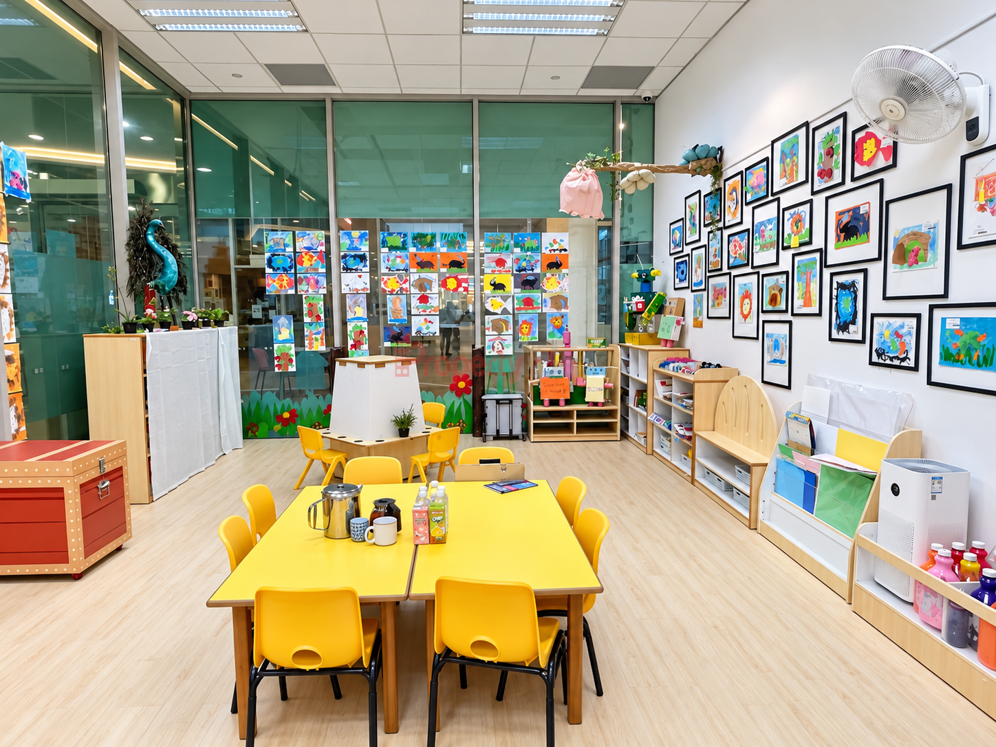 Classroom space inside the childcare premises