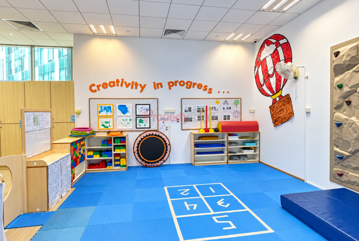 Art room in the fitted childcare centre at Changi Business Park