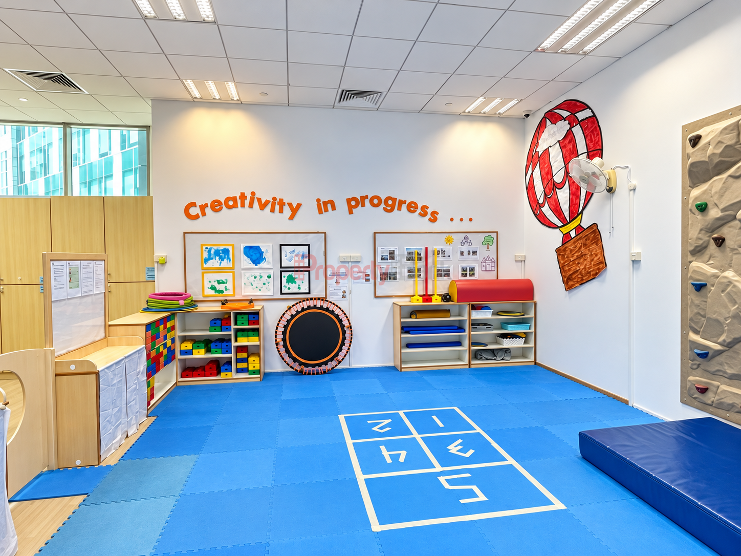 Art room in the fitted childcare centre at Changi Business Park